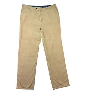 Peter Millar Pants Men's 35 Beige Corduroy Light Wash Flat Front Cotton Preppy